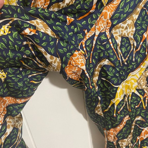 J. Crew Collection Pants Pull-on Silk Twill High Rise Pant Green Giraffes Sz 10 - Picture 6 of 10